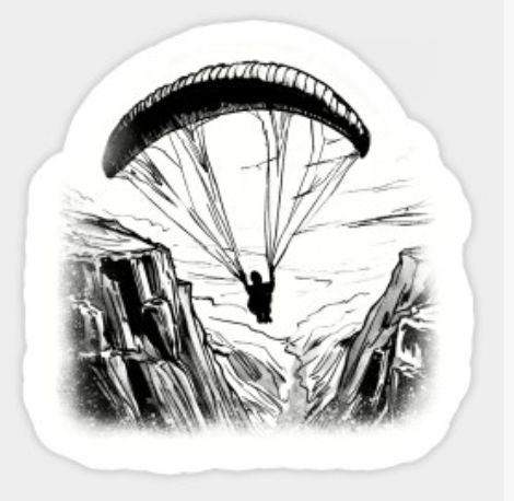 Embark on an adventure through the rugged terrain of the desert with this dynamic ink drawing of a paraglider soaring over majestic canyons. The Wandering Fools | twfmerch.com | Redbubble Artist | @thewanderingfoolsmerch  #Paragliding #stickers #FlyHigh #Soaring #Paraglider #Paragliders #Flying #ThrillSeeker #FreedomInTheAir #souring #clouds #paraglide #freeflight #glider #flying #ozone #flight #kite #epicflight #freedom #abovetheclouds #parapente #hangglider #parasailing #clouds #freeflight #xc Paragliding Drawing, Paragliding Tattoo, See Tattoo, Hang Glider, Hang Gliding, Parasailing, Above The Clouds, The Desert, Ink Drawing