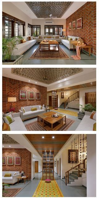 Traditional Interiors Living Room, Kerala Style House Interior Design, Wada Style House, Kerala House Interior Ideas, Kerala Interior Design Living Rooms, Wada Style Interior, Kerala Style Interior Design, Traditional House Living Room, Traditional House Design Interior