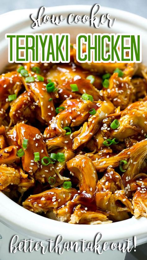 Teriyaki Chicken Slow Cooker, Slow Cooker Kip, Crock Pot Teriyaki Chicken, Crockpot Teriyaki, Chicken Slowcooker, Ayam Teriyaki, Chicken Asian, Honey Teriyaki Chicken, Teriyaki Chicken Recipe