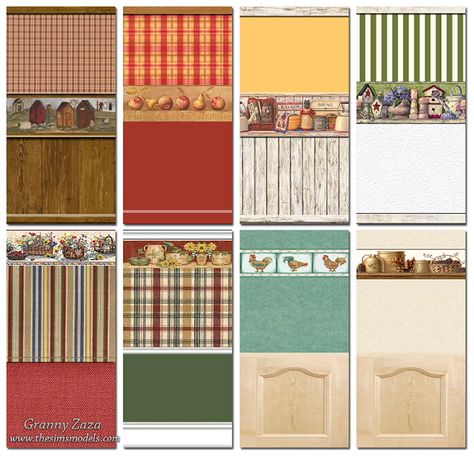 Sims 4 CC's - The Best: Wallpaper by Granny Zaza Sims 4 Granny Cc, Sims Wallpaper Cc, Ts4 Wallpaper Cc, 50s Wallpaper, Granny House, 90s Wallpaper, Sims 4 Kitchen, Sims 4 Tsr, Wall Borders