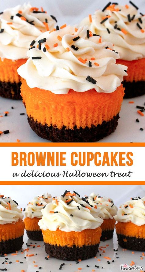 Cupcakes For Halloween, Fun Halloween Desserts, Cake Brownie, Dessert Halloween, Halloween Dessert, Brownie Cupcakes, Delicious Brownies, Halloween Baking, Köstliche Desserts