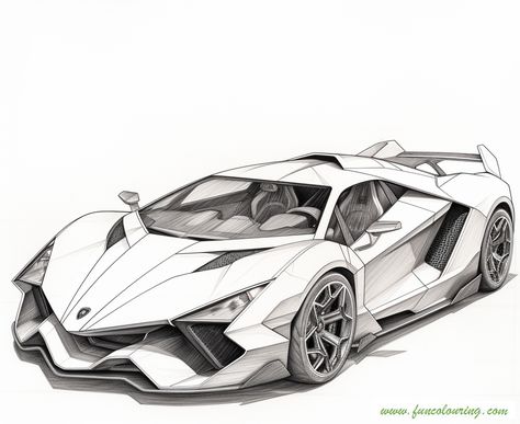 Free printable coloring page of Lamborghini Egoista Corvette Coloring Pages Free Printable, Cool Cars Drawings, Sport Car Drawing Pencil, Cars Colouring In Pages, Bugatti Coloring Pages, Car Drawing Lamborghini, Lamborghini Drawing Sketches, Cars For Drawing, Lambo Drawings