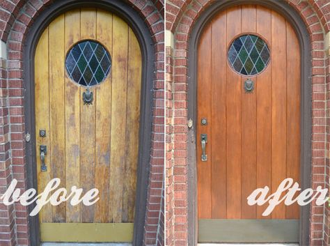 Going to try to restain my door soon also. Hope it looks as good as this one! Exterior Wood Door, Door Projects, Old Wood Doors, Restore Wood, Wood Exterior Door, Wood Front Doors, Wooden Front Doors, Front Door Colors, Wood Interiors