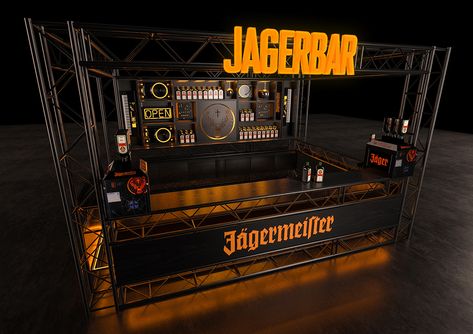 Jagermeister Bar event on Behance Barra Bar, Bar Concept, Bar Counter Design, Container Restaurant, Counter Design, Bar Interior, Exhibition Booth, Cafe Interior Design, Mobile Bar