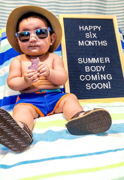 Baby letter board. 6 months. Summer 8 Month Baby Photoshoot April, 8 Months Milestones Photos, 9 Month Old Letter Board Ideas, 6 Month Letter Board Ideas, 8 Month Old Pictures, May Milestone Pictures, June Milestone Picture Ideas, 6 Month Old Picture Ideas, Summer Milestone Picture Ideas