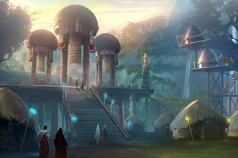 African Architecture, Fantasy City, Fantasy Setting, Fantasy Places, Afro Punk, Fantasy Art Landscapes, High Fantasy, Environment Design, Role Play