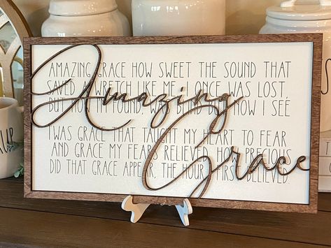 Amazing Grace 3D Laser Cut Wood Sign Custom Sizing Laser Cut - Etsy Laser Signs, Cat Wine, Laser Cut Wood Crafts, Christmas Farm, Laser Engraved Ideas, Cnc Projects, 3d Laser, Engraved Gifts, Amazing Grace