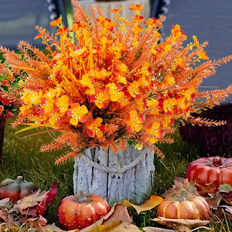 PRICES MAY VARY. Beautiful Fall Artificial Flowers： You will receive 9 carefully crafted and combined bundles of outdoor artificial fall flowers, featuring 3 different fall colors of faux plant flowers. These outdoor fake flowers measure approximately 13 to 14.2 inches and are flexible to adjust to your needs. Safe and Durable Materials： These fall outdoor artificial flowers are made of high-quality plastic material with outdoor UV-resistant, able to withstand strong winds and rain. They will ne Front Porch Pots, Backyard Farmhouse, Porch Walkway, Porch Pots, Planting Mums, Cemetery Decorations, Farmhouse Garden, Wind And Rain, Fall Outdoor