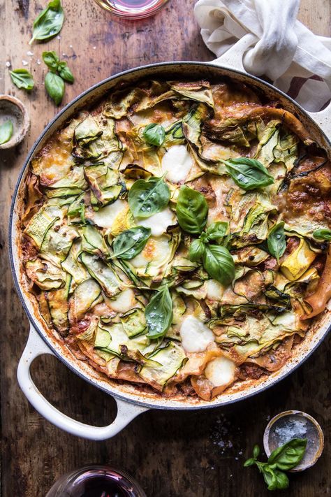 One Pan Zucchini and 3 Cheese Lasagna | halfbakedharvest.com #healthy #summerrecipes #onepan #pasta 3 Cheese Lasagna, Summer Lasagna, Pan Zucchini, Zucchini Garden, Veggie Mains, Fresh Ricotta, Half Baked Harvest Recipes, Summer Zucchini, Cheese Lasagna