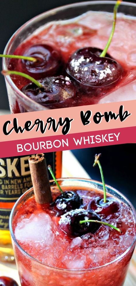 The best cherry whiskey that is sweet and tart! The cherry and bourbon are like best friends, they make a great combination. This is the perfect easy recipe to make for your summer barbecue parties! Save this pin in your Yummy Drinks board! Cherry Whiskey, Bourbon Cherries, Bourbon Drinks, Yummy Alcoholic Drinks, Tasty Drinks, Beverage Recipes, Refreshing Summer Drinks, Whiskey Sour, Boozy Drinks