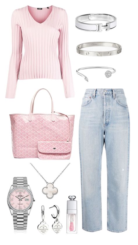 Pink Brand Outfits, Mean Girls Outfits Inspiration Pink, Pink Vanilla Girl Outfits, Pink Wardrobe Aesthetic, Pink Clean Girl Outfits, Pink Stockholm Style, Pink School Outfits, School Outfits Pink, Pink Preppy Outfit