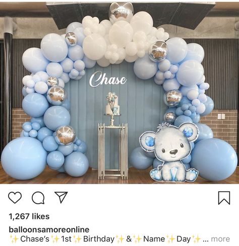 Baby Blue Balloon Garland, Wedding Elephant, Bear Baby Shower Theme, Baby Birthday Decorations, Girls Birthday Party Decorations, Its A Boy Balloons, Garland Arch, Baby Shower Decorations For Boys, Birthday Balloon Decorations