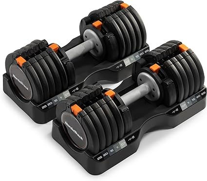 Smooth Weight Selection System. Easily choose the weight value you want to train with, move up in 2kg or 2.5kg increments for totally customizable training. Choose between 5 and 25 kg. Durable Construction. These adjustable dumbbells are crafted from a combination of steel and hardened plastic. Adjustable Dumbbell Set, Tricep Kickback, Adjustable Dumbbells, Dumbbell Set, Adjustable Weights, Weight Set, Strength Training Workouts, Dumbbell Workout, Strength Workout