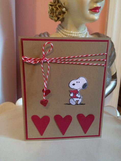 Snoopy Diy Gifts, Snoopy Birthday Cards, Snoopy Presents, Snoopy Handmade Cards, Peanuts Snoopy Birthday Cards, Handmade Cards For Friends, Snoopy Valentine's Day, Homemade Valentines Day Cards, Snoopy Valentine