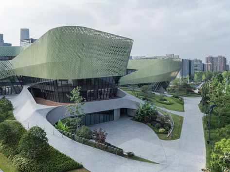 Pale green ceramic tiles cover Ningbo Urban Planning Exhibition Center Event Hall, Centre Commercial, Construction Design, New Town, Site Plan, Facade Design, Local Design, Urban Planning, Ningbo