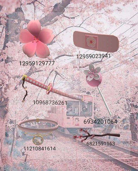 Roblox Codes Accessoires, Roblox Accessories Codes, Diy Nose Rings, Accessories Codes, Sakura Aesthetic, Roblox Accessories, Id Brookhaven, Roblox Items, Japanese Town