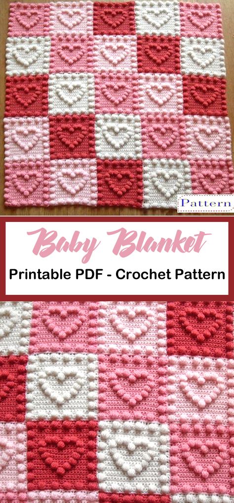 Modern Baby Blanket Crochet Pattern, Heart Blanket Crochet Pattern, Baby Blanket Crochet Patterns, Knitted Baskets, Heart Blanket Pattern, Corak Krusye, Crochet Baby Blanket Patterns, Crochet Heart Blanket, Baby Blanket Patterns