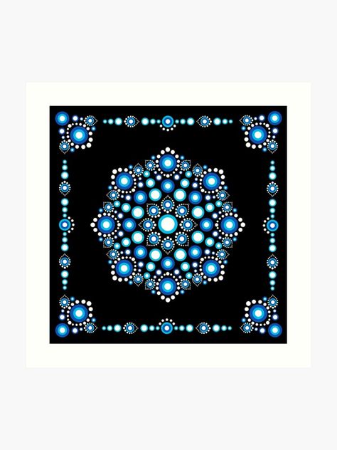 Dot, Art, Mandala, Blue Dots, Stone Art ... Mandala Dot Art On Square Canvas, Square Mandala Dot Painting, Square Dot Art, Small Dot Mandala, Dot Art Projects, Mandala Tiles, Italy Paintings, Dots Mandala, Mandala Square