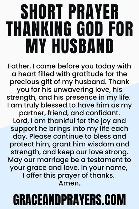 Are you seeking prayers thanking God for my husband? We hope you can use these 6 loving prayers to praise your husband in the eyes of God! Click to read all prayers for my husband. Prayers Over My Husband, Thank You God For My Husband, Godly Husband Quotes Marriage, Thank You For My Husband, Scripture For My Husband, Prayers For My Husband Health, Prayers For My Husband Encouragement, Gratitude For Husband, Prayer To My Husband