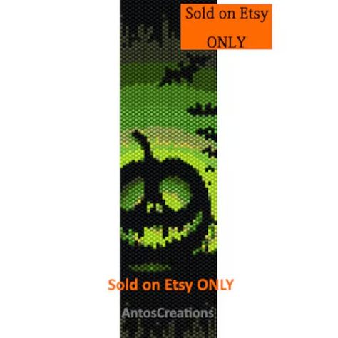 AntosCreations - Etsy Pen Pattern, Seed Bead Pattern, Halloween Beads, Brick Stitch Pattern, Bead Weaving Patterns, Wrap Pattern, Beadwork Patterns, Halloween 2, Beaded Bracelet Patterns