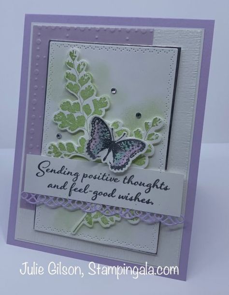 Greeting Card and Treat Holder created with the Positive Thoughts stamp set. #thinking of you, #Stampin' Up, #Stampin' Gala, #Easter Stampin Gala, Encouragement Cards, Butterfly Cards, Stamping Up Cards, Get Well Cards, Pretty Cards, Sympathy Cards, Easter Cards, Stamping Up