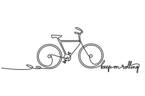 Bike Line Drawing, Bicycle Doodle, Bike Artwork, Bicycle Tattoo, Bike Tattoos, Bike Drawing, Bike Illustration, Hand Lettering Cards, Doodle Art Drawing