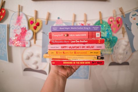 Domestic Fashionista: Valentine's Day | Around The House Doily Banner, Hug Machine, Lucky Charms Marshmallows, Rearranging Furniture, Valentine Banner, Kids Seating, Try To Remember, Window Clings, King Jr