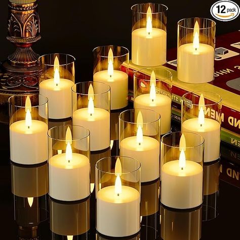 Amazon.com: 12Pack Flickering Flameless Candles with Timer, LED Candles Battery Powered, Small Flameless Pillar Candles, Votive Candles Battery Operated for Wedding Party Centerpieces Table [Clear, 2"X3"] : Tools & Home Improvement Led Candles Wedding Centerpieces, Led Candles Wedding, 50th Wedding Anniversary Decorations, Flameless Candles With Timer, Wedding Party Centerpieces, Wedding Anniversary Decorations, Fake Candles, Novelty Candles, Candle Wedding Centerpieces