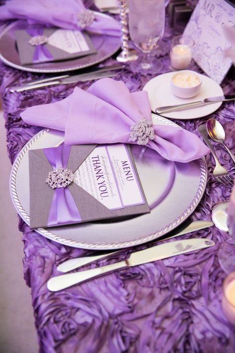 Purple Wedding Reception Decorations, 15 Party Ideas Quinceanera, Purple Wedding Reception, Purple Sweet 16, Sweet 15 Party Ideas Quinceanera, Sweet 15 Party Ideas, Purple Quince, Purple And Silver Wedding, Quince Decorations