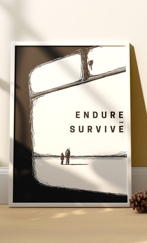 #etsy shop: Endure and Survive - Ellie and Joel - TLOU Print - Travel - Physical Print https://etsy.me/3YIymcb #minimalist #fantasyscifi #vertical #minimalistposter #ellieandjoel #pedropascal #bellaramsey #endureandsurvive #thelastofusfanart #thelastofusprint #hbo Joel Tlou, Ellie And Joel, Endure And Survive, Doctor Who Poster, Poster Drawing, Book Posters, Minimalist Poster, Quote Posters, Posters Printable