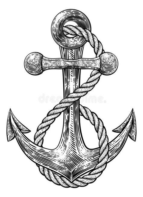 Etching Drawing, Anchor Tattoo Meaning, Anchor Drawings, Rope Tattoo, Rope Drawing, Tattoo Homme, It Tattoo, Vintage Style Tattoos, Chain Tattoo