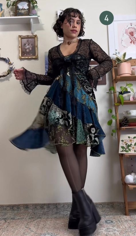 Whimsy Outfit Ideas, Whimsycore Outfits, Silvermist Outfit, Whimsigoth Winter Outfits, Winter Whimsigoth Outfits, 70s Whimsigoth, Hippie Outfits Winter, Whimsy Goth Outfit, Plus Size Whimsigoth