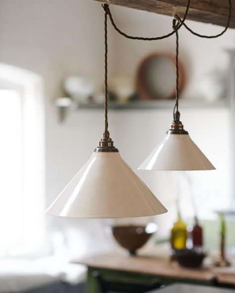 Large Creamware Pendant Light | deVOL Kitchens Small Pendant Light Over Kitchen Sink, Pendant Light Kitchen Sink, Sconces In Kitchen, Traditional English Kitchen, Light Over Sink, Country Pendant Lighting, Modern Farmhouse Pendant Lighting, Lampe Industrial, Ceramic Pendant Light