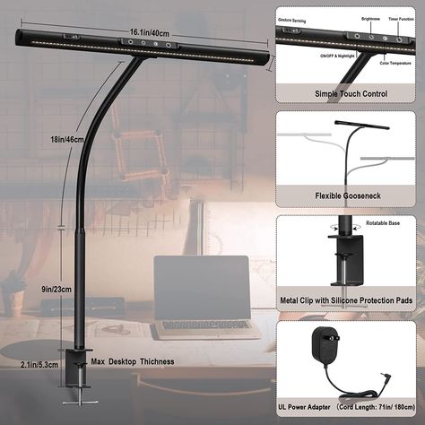 AmazonSmile: EYOCEAN Desk Lamp, LED Desk Lamp with Clamp Adjustable Brightness & Color Temperature, Architect Desk Lamp Eye-Caring, Gesture Sensing Desk Light with Flexible Gooseneck& Timer for Home Office, 12W : Everything Else Kids Desk Lamp, Architect Desk, Architects Desk, Architect Lamp, Clamp Lamp, Led Reading Light, Office Lamp, Led Desk, Adjustable Desk