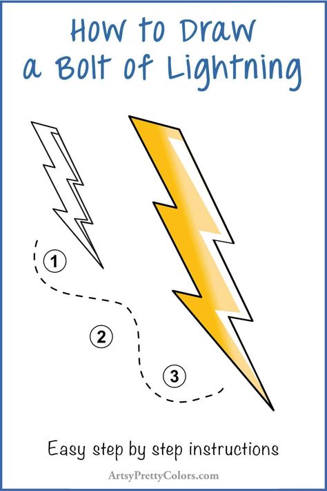 Here's how to draw a super cool lightning bolt in just a few easy steps. We've got a detailed tutorial that breaks down the lightning into simple lines and shapes to show you quickly how to draw one of your own. How To Draw A Lightning Bolt, Drawing Lightning, Draw Lightning, How To Draw Lightning, Make Drawing, Zigzag Line, Lighting Bolt, How To Draw Steps, Lines And Shapes