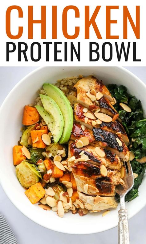 Chicken Protein Bowl, Maple Dijon Dressing, Perfect Quinoa, Protein Bowl, Bowls Recipes, Eating Bird Food, Dijon Dressing, Quinoa Sweet Potato, Chicken Protein