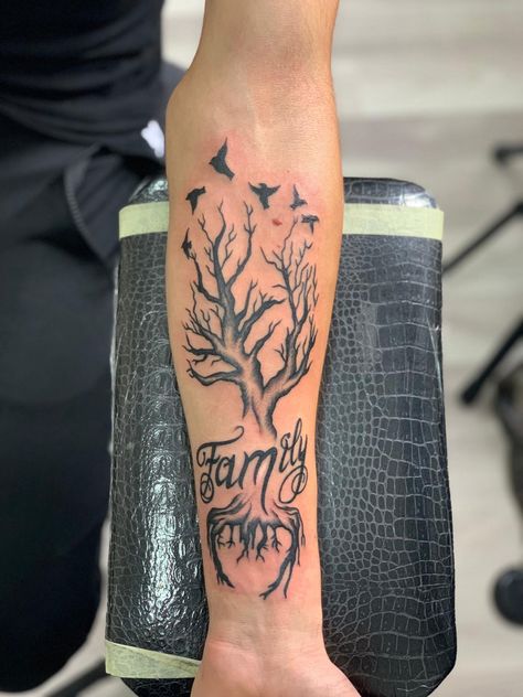 Forearm Family Tattoo Men, Tattoos That Represent Family For Men, Family Dedicated Tattoos, Family Themed Tattoos, Men’s Family Tattoo, My Family Keeper Tattoo, Family Forearm Tattoo Men, Tattoo Ideas For Men Meaningful Family, Family Tattoo Men