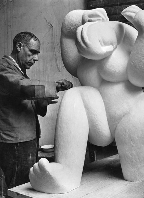 Herbert List (1903-1975), Henri Laurens, Paris, France, 1949 Henri Laurens Sculpture, Sculptor Studio, Henri Laurens, Herbert List, Artists In Their Studios, Sea Sculpture, Sculpture Studio, French Sculptor, Artists At Work