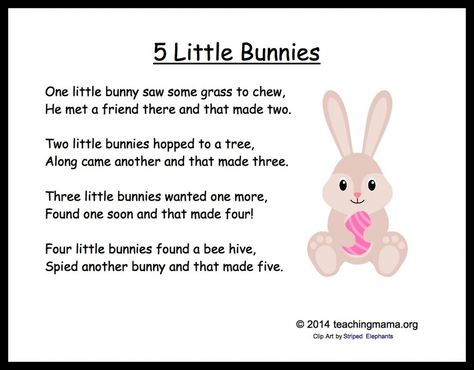 5 Little Bunnies Chant- fantastic easter song and also,  great for practicing counting! Easter Poems, April Preschool, Easter Songs, Easter Lessons, Vocal Cords, Circle Time Songs, School Songs, Easter Preschool, Preschool Music