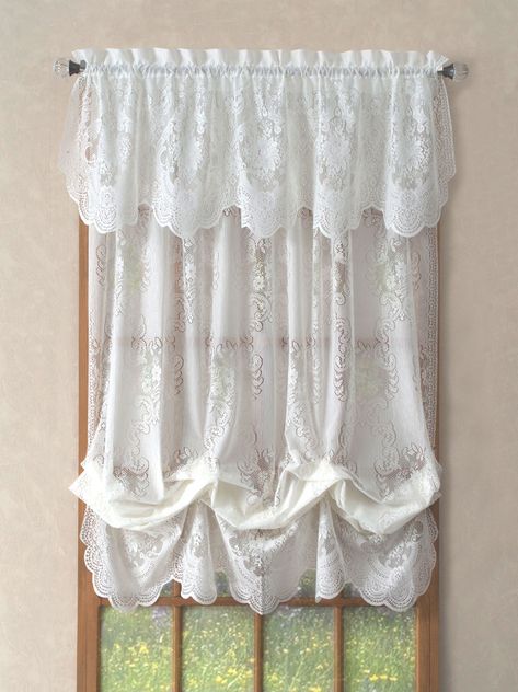 Vanessa Lace Balloon Shade Lace Window Treatments, Lace Balloons, Balloon Shades, Lace Valances, Quilted Curtains, Halloween Bedding, Balloon Curtains, Lace Window, Curtain Shop