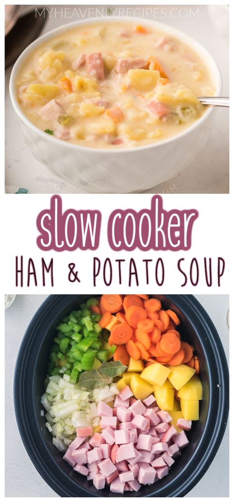 Ham And Potato Soup Crockpot, Ham Soup Crockpot, Soup Crockpot Recipes, Crockpot Recipes Soup, Crockpot Ham And Potatoes, Crockpot Ham And Beans, Potato Soup Crockpot Recipes, Slow Cooker Ham Recipes, Ham Recipes Crockpot