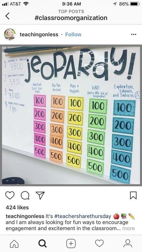 Jeopardy is a grade game to play in a third grade class in order to review important info amd assess students. 5th Grade Classroom, History Teacher, 4th Grade Classroom, Reading Games, 3rd Grade Classroom, Classroom Games, Teaching Social Studies, Teaching Activities, Teacher Tools