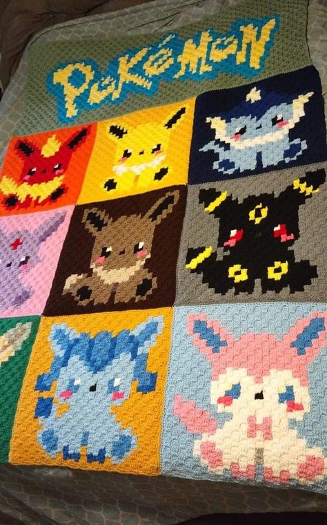 Marvel C2c Crochet Blanket, C2c Pokemon Blanket, C2c Disney Crochet Pattern, Crochet Character Blanket, Pokemon C2c Crochet Pattern, Pixel Blanket Crochet, Pixel Art Crochet Blankets, Pokemon Crochet Blanket, Crochet Pokemon Blanket