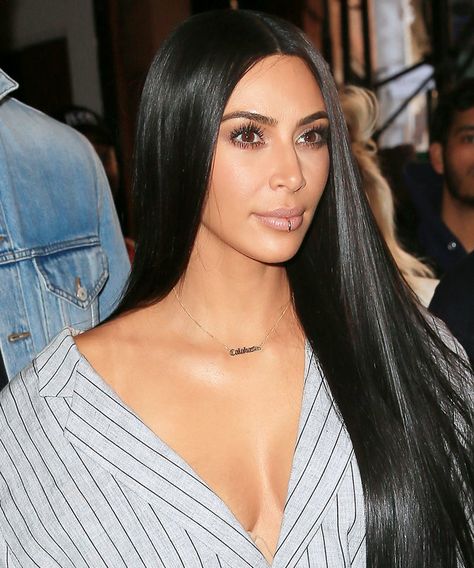 Kim K. Is Really Trying to Make the Lip Ring Happen—Shop Her Favorites Kim Kardashian Lip Ring, Black Wig Middle Part, Labret Vertical, Lip Piercing Ring, Fake Lip Ring, Wig Middle Part, Lip Jewelry, Fake Lips, Glam Jewelry