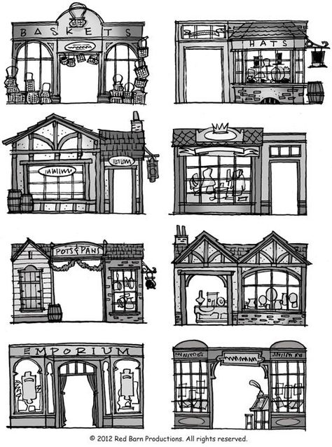 Storefront Drawing, Victorian Street, Dolls House Shop, London Buildings, Bangunan Minecraft, Storefront Design, Victorian London, Victorian Buildings, Roasted Chestnuts