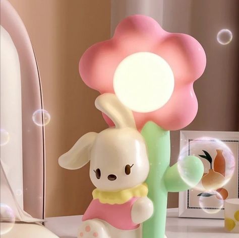 Rabbit Flower, Flower Night, Cute Night Lights, Artistic Furniture, Cute Furniture, Kawaii Room Decor, Flower Lamp, Box Store, Cute Desk