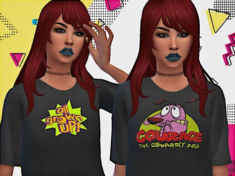 Sims 4 Cc Clothes Graphic Tees, Sims 4 Cc Graphic Tees Female, Sims 4 Cc T Shirts Female, Sims 4 Cc Tshirt Female, Sims 4 Cc Graphic Tees, Sims 4 Graphic Tees Cc, Early 2000s Nostalgia, Sims Finds, Baggy Tshirt