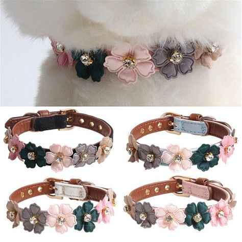 Type : Collars Collar Type : Basic Collars Origin : CN(Origin) Material : Leather Season : All seasons Pattern : Floral Feature : Personalized Color : White,Light Red,Blue,Black Size(S) : 1.3*34cm/0.51*13.38 Size(M) : 1.3*42cm/0.51*16.53 Package Weight : 0.1kg (0.22lb.) Package Size : 10cm x 10cm x Pet Essentials, Luxury Dog Collars, Diamond Dogs, Flower Collar, Dog Flower Collar, Puppy Collars, Dog Necklace, Dog Flower, Dog Collars & Leashes