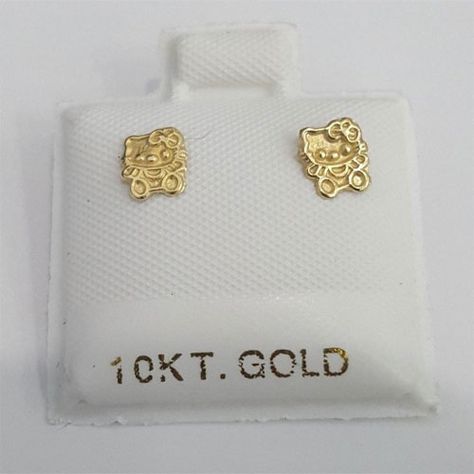 Ear Piercing Ideas Chart, Hello Kitty Stud Earrings, Custom Gold Jewelry, Xoxo Jewelry, Hello Kitty Earrings, Hello Kitty Jewelry, Indie Jewelry, Hello Kitty Sanrio, Baby Earrings