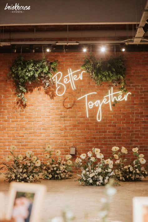 Brick House Group provides full wedding planning, corporate event, parties with event catering, event space, and cafes in Malaysia. Photo Wall Decor Ideas, Brick Wall Decor Ideas, Brick Wedding Venue, Brick Tile Wall, Rustic Brick Wall, Brick Wall Decor, Brick Wall Backdrop, Black Brick Wall, Outdoor Backdrops